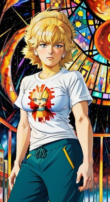 Anime Kinetic Pointillism Female Portrait in Cyberpunk Style