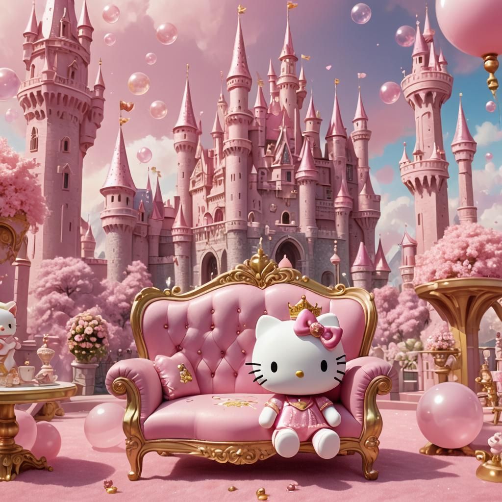 Hello Kitty as Princess in Pink Castle