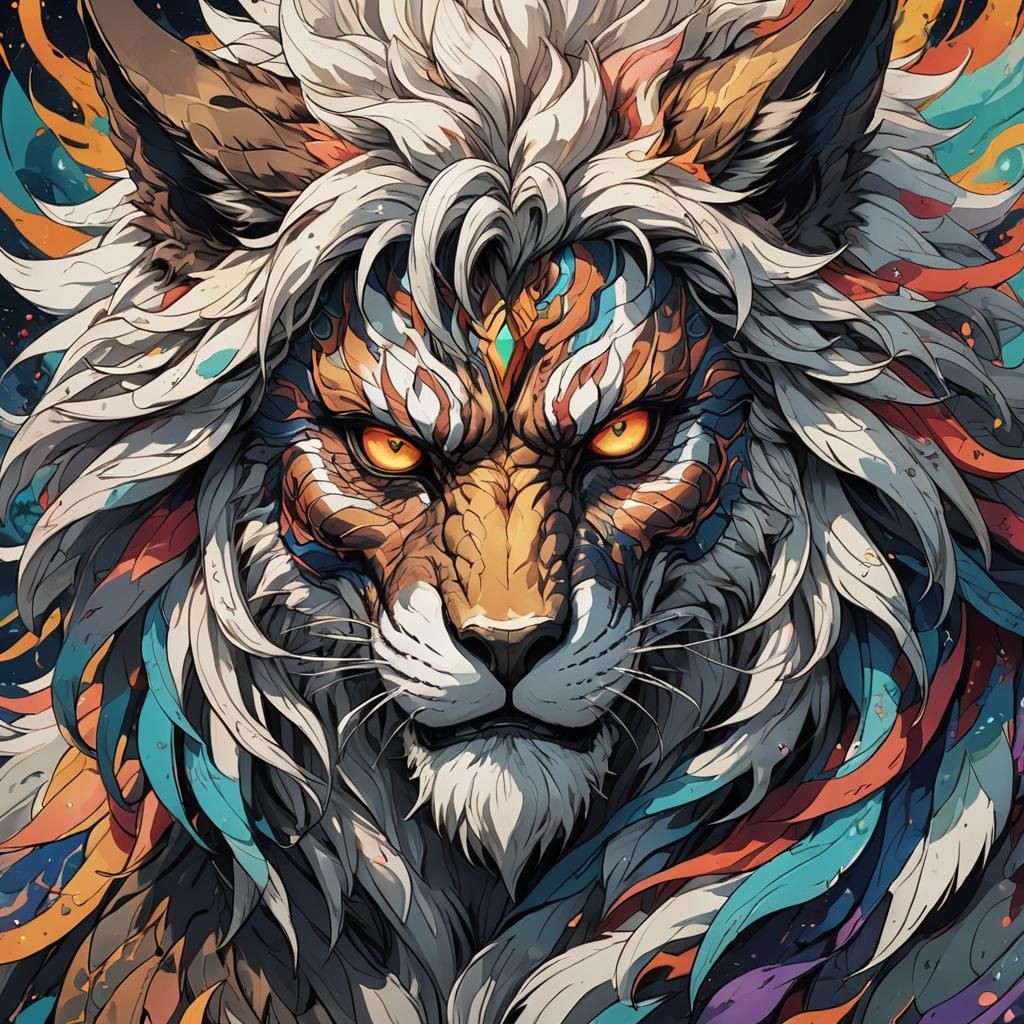 Anime Portrait of Human Transforming into Beast