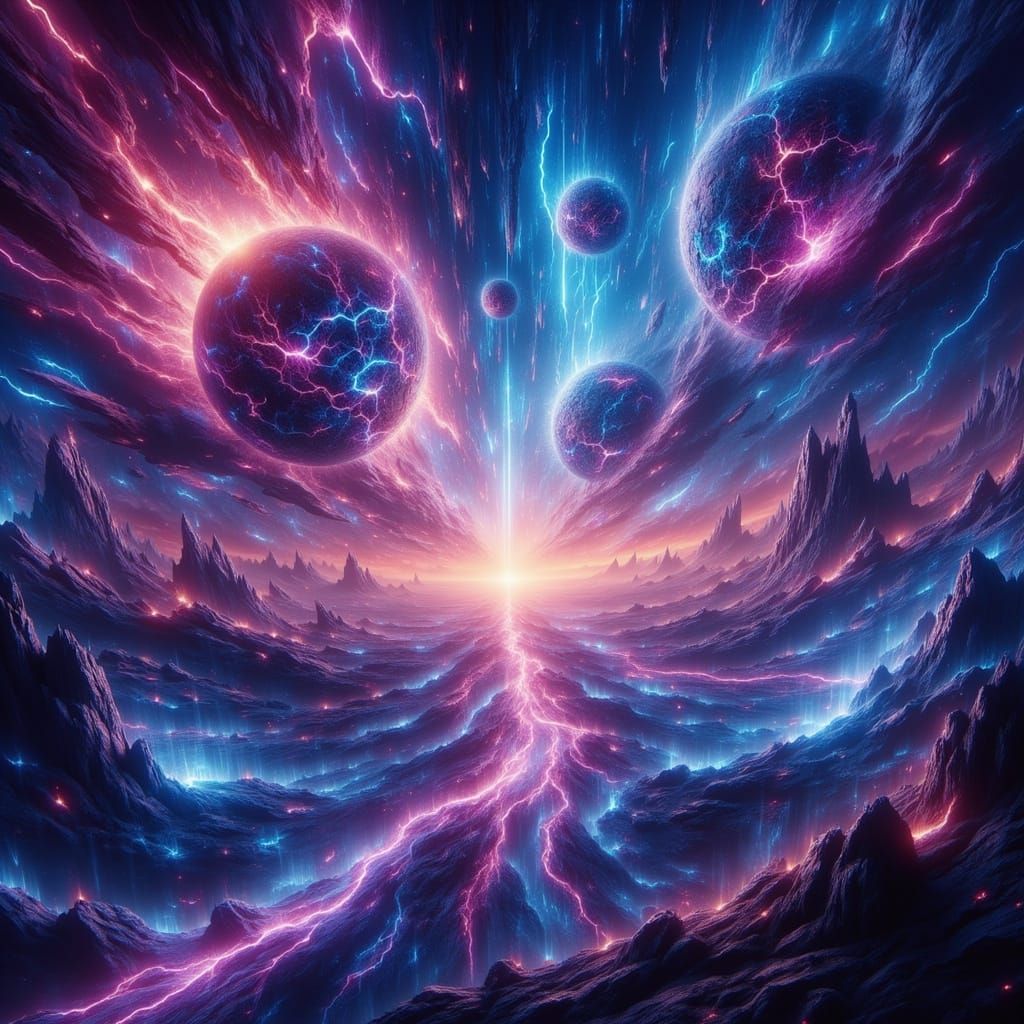 Psychedelic Cosmic Dreamscape with Alien Beings