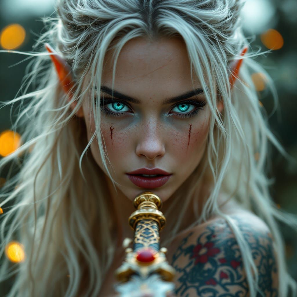 Fae Warrior Woman with Sword in Hyper-Realistic Style
