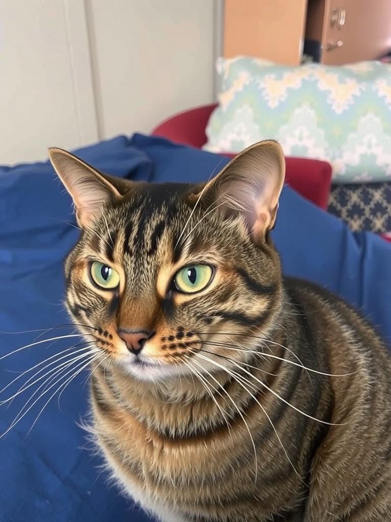 Tabby Cat Portrait in Impressionist Style