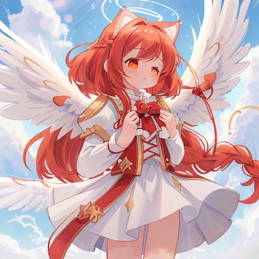 Divine Feline Goddess with Angel Wings