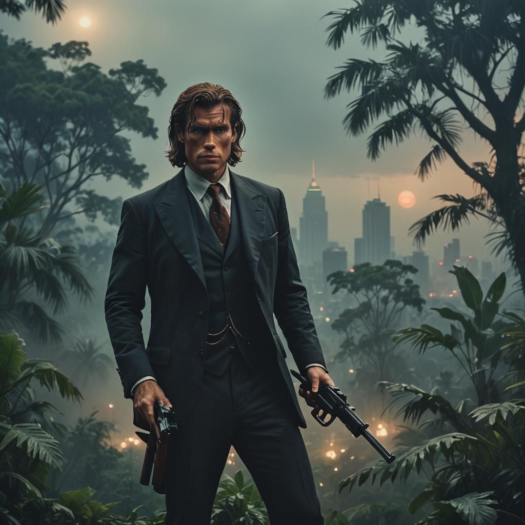 Tarzan as Gangster in Jungle Cityscape