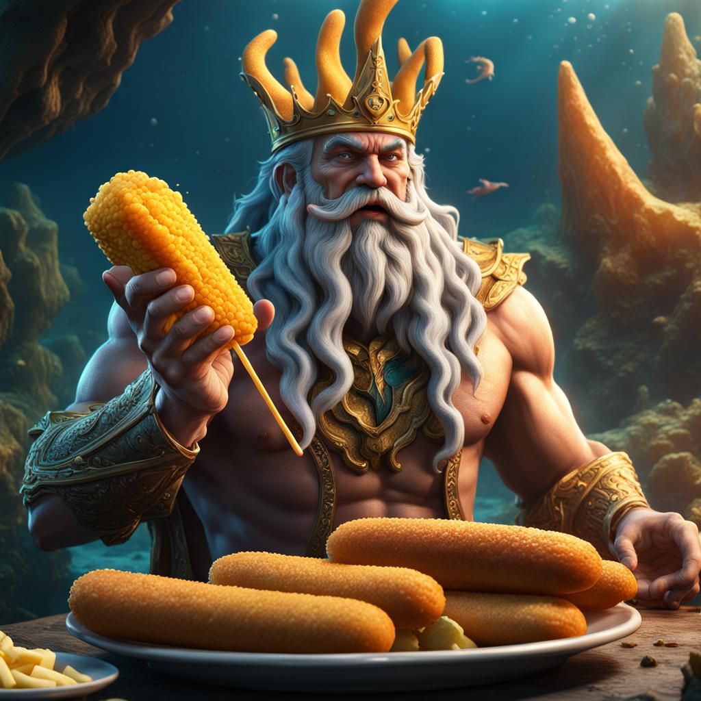 King Triton's Corndog: A Photorealistic Fantasy