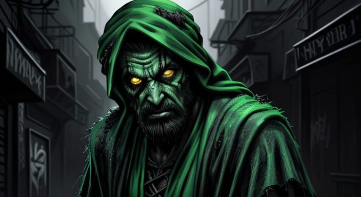 Neon Noir Arab Sheik Man Zombie in Toxic Comic Scene
