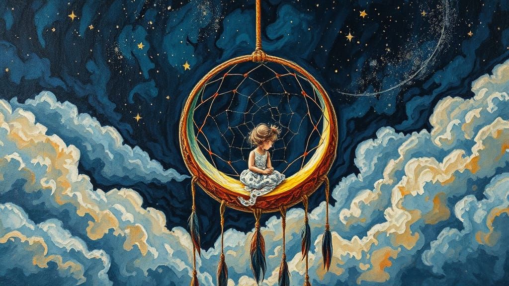 Crescent Moon Dreamcatcher With Girl