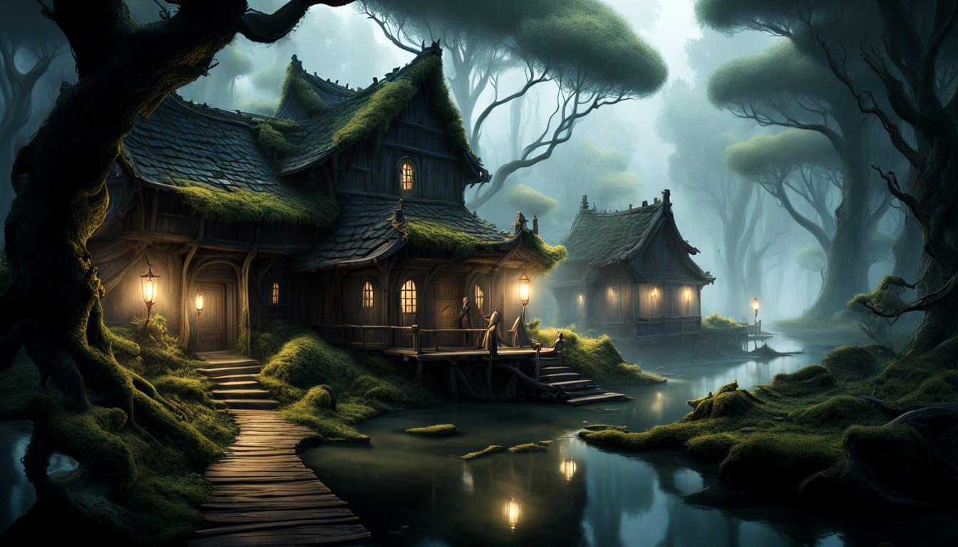 Ancient Bioluminescent Swamp Village
