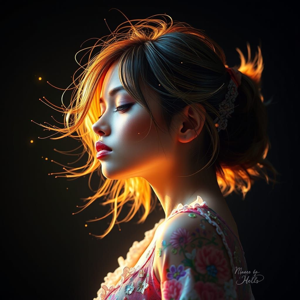 Lady in Dynamic Lighting, Splash Art Style