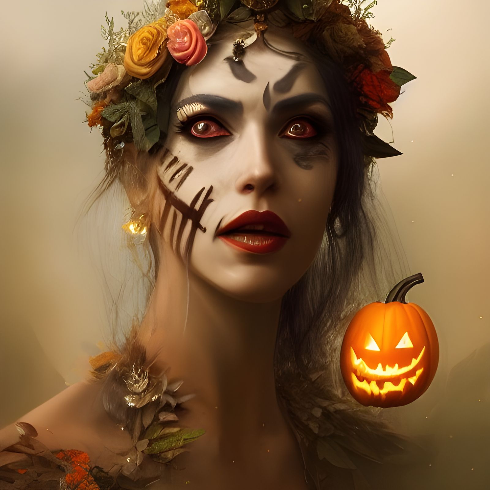 Goddess of Halloween Portrait in Fantasycore Style