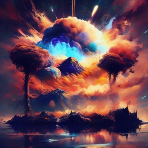 Epic City Explosion Concept Art in Sci-Fi Style