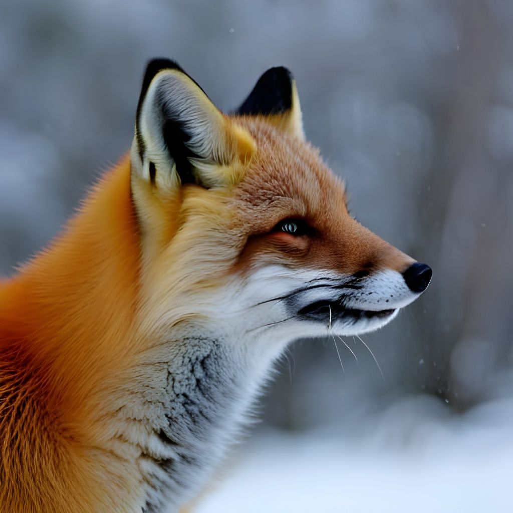 Fox Standing Calmly in Fresh Snow