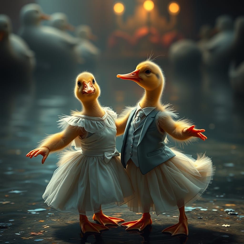 Ducklings' Formal Dance: An Epic Digital Painting