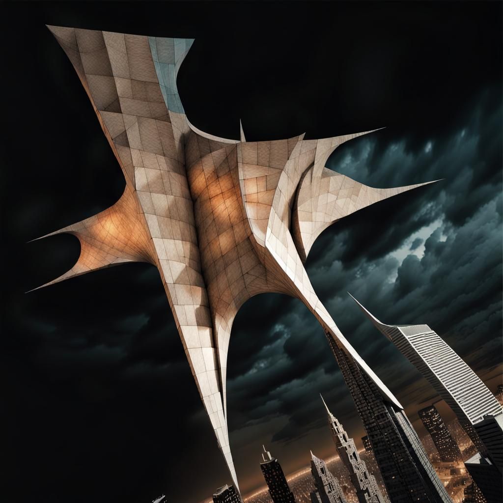 Dystopian Building with Picasso Fractals in Photorealistic S...