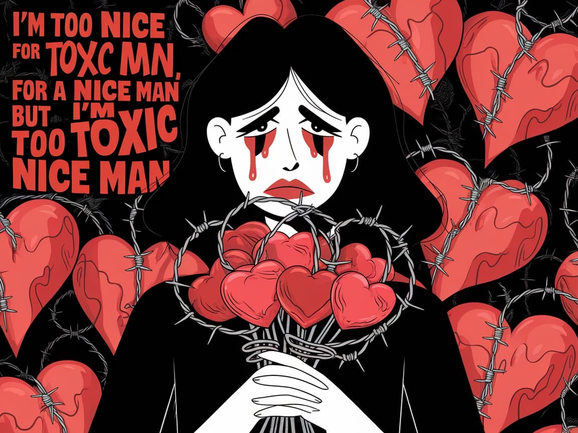 Text saying I'm too nice for a toxic man but I'm too toxic f...