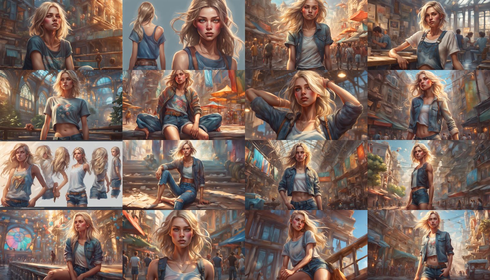 девушки в обтягивающих джинсах и шортах в стиле Artgerm