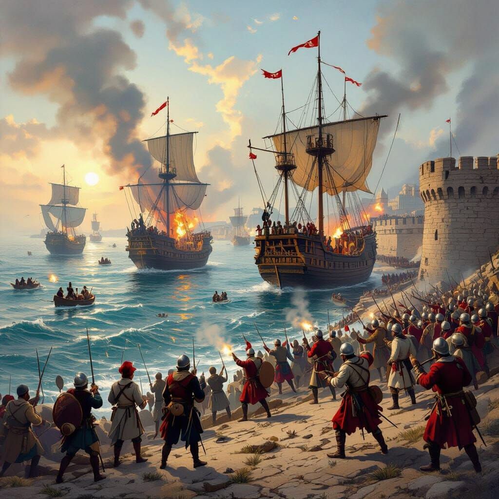 Ottoman Siege of Tripoli: Naval Battle in Miniature Style