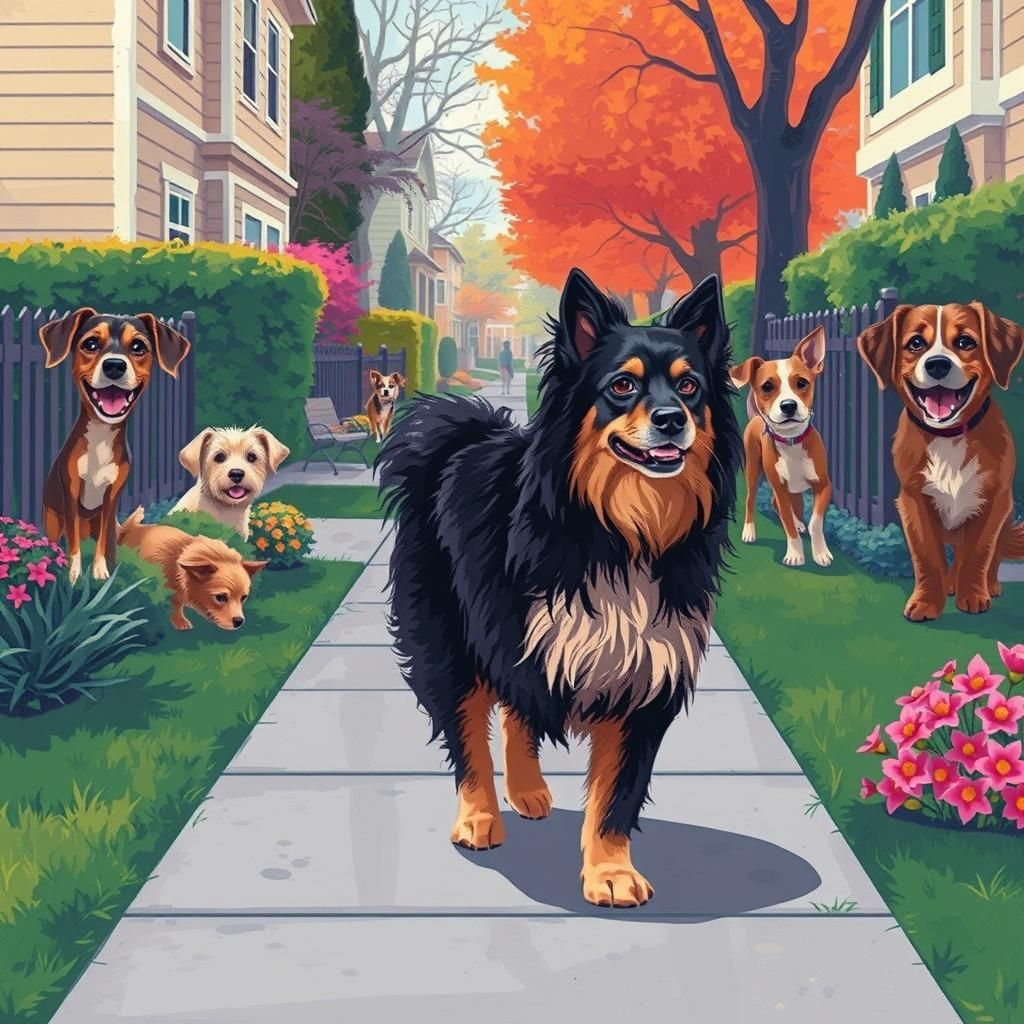 Majestic Dachshund Walks in a Bauhaus Style