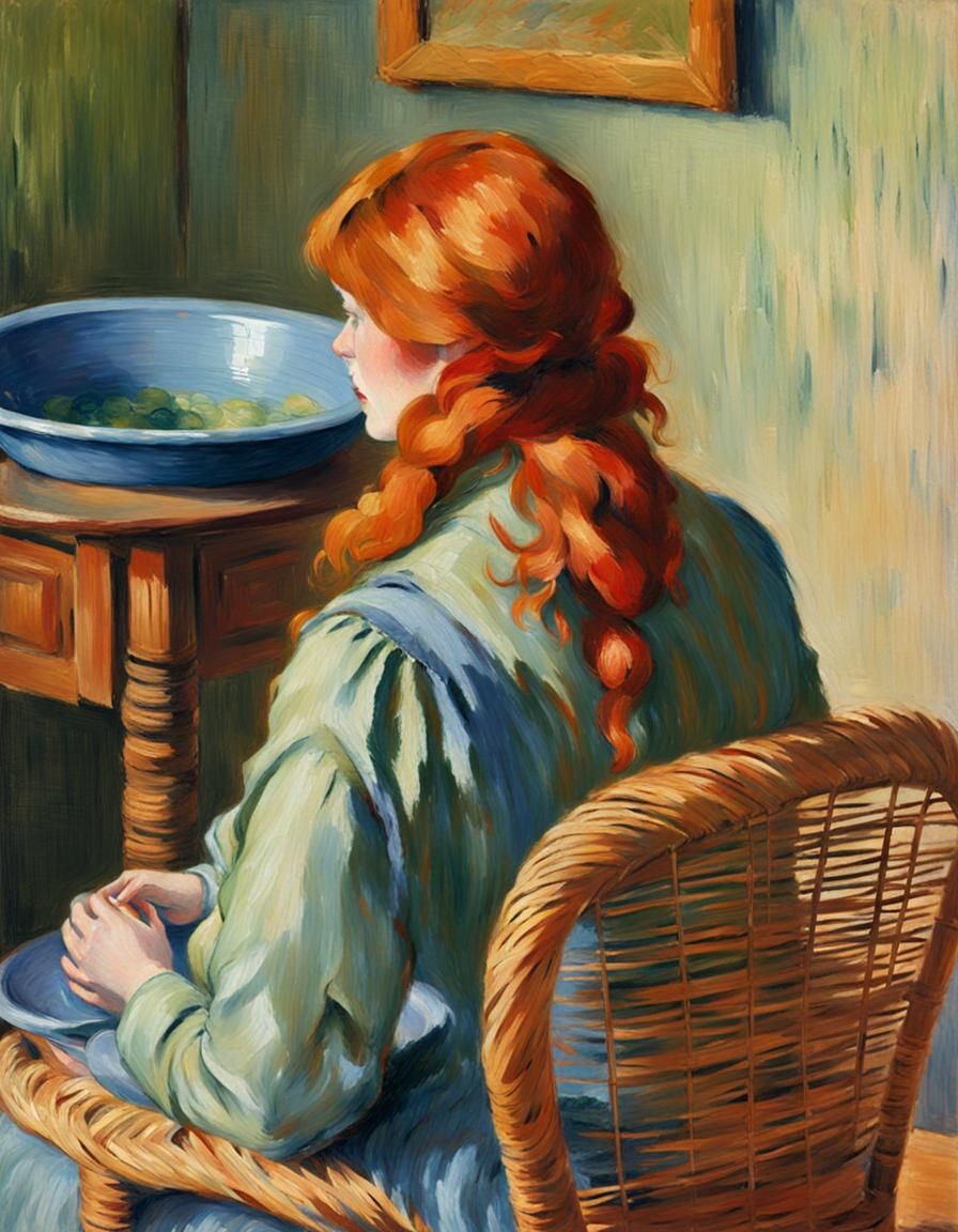 Impressionist Painting of Woman in Room