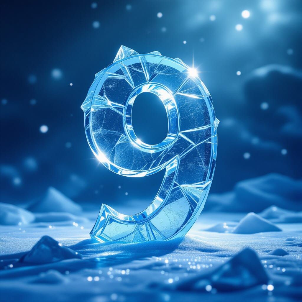 Glistening Ice Number 9 With Sharp Crystalline Edges