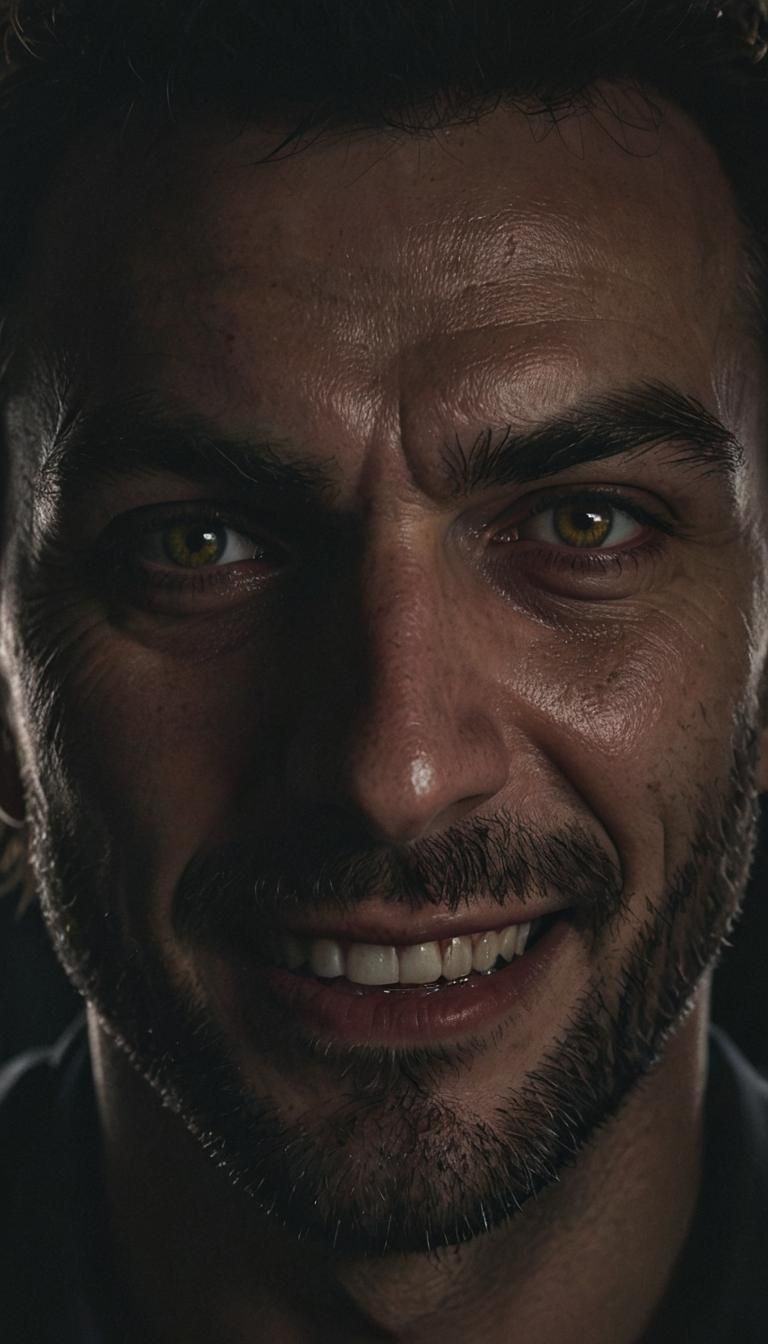 Sinister Man's Face with Evil Grin Concept Art