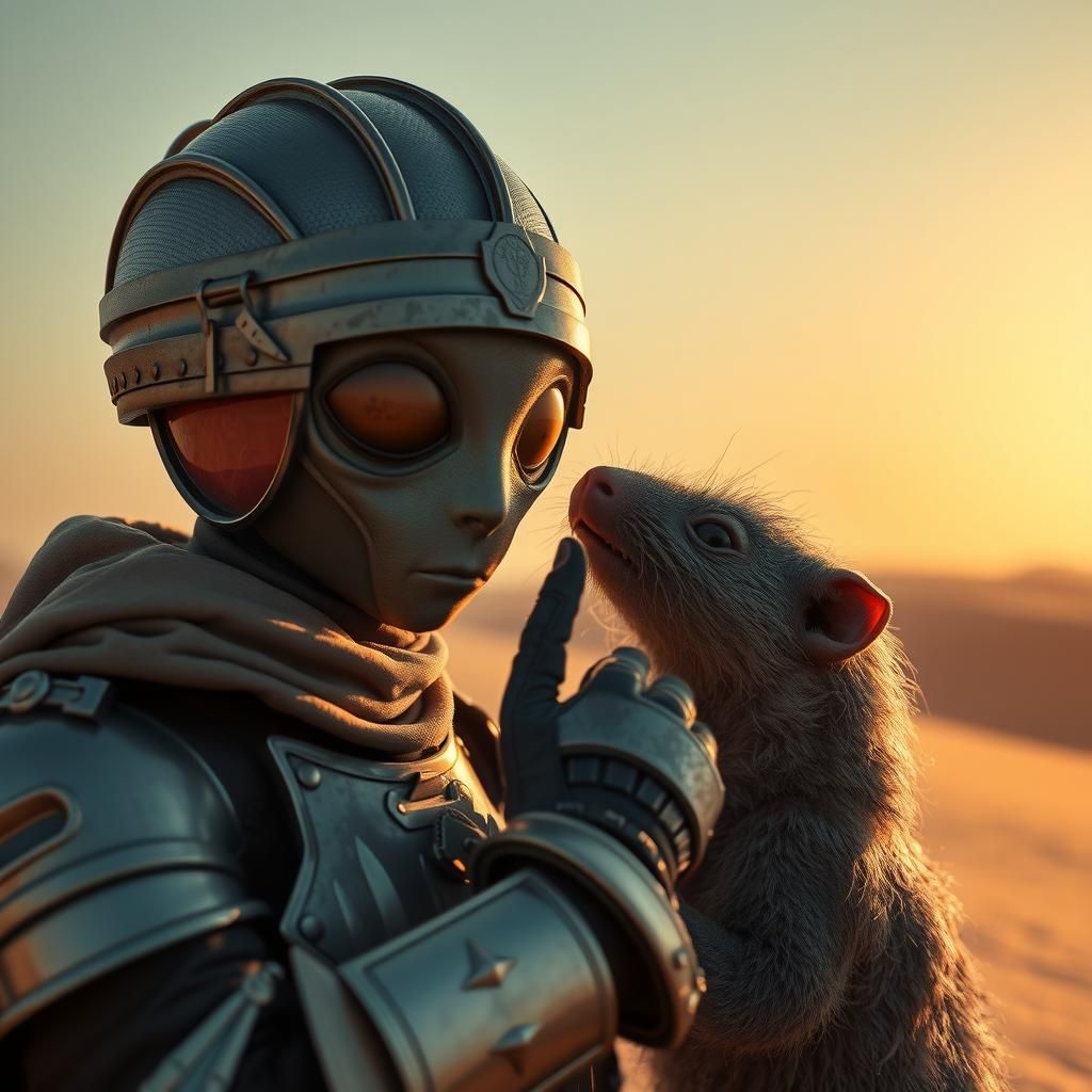 Surreal Alien Knight Meets Friendly Mole