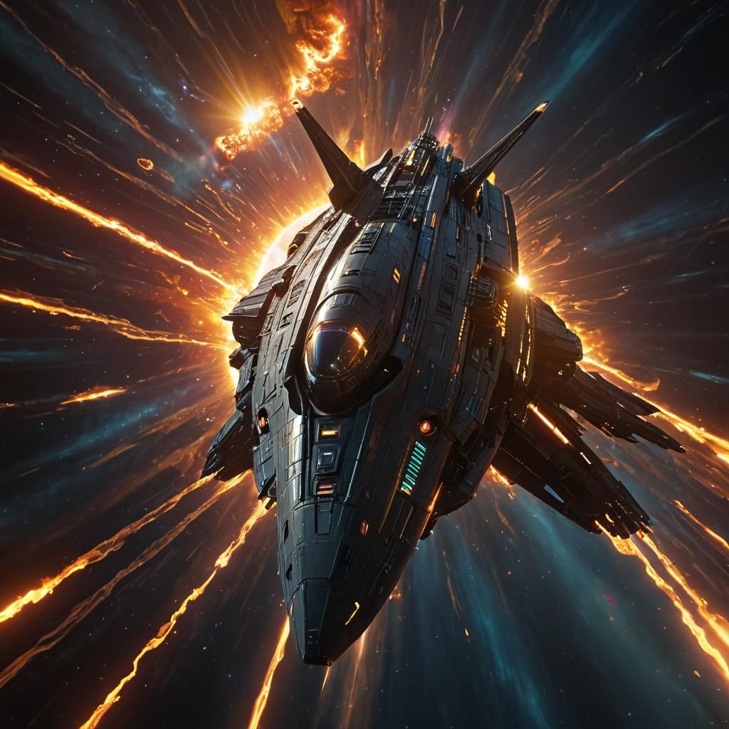 Spaceship Surfing Solar Flare in Cinematic Digital Art