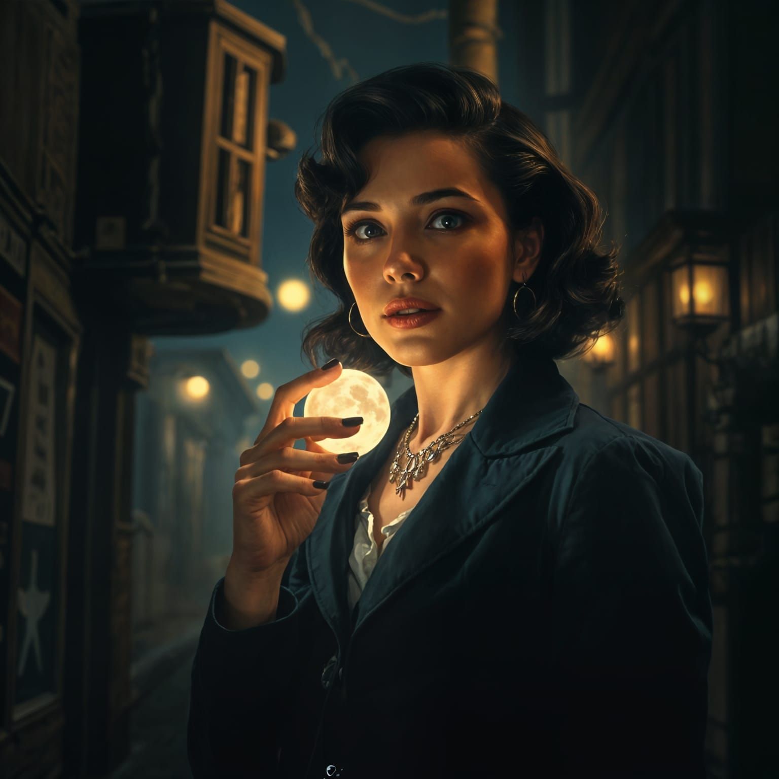 Classic Car in Countryside, Impressionistic Film Noir