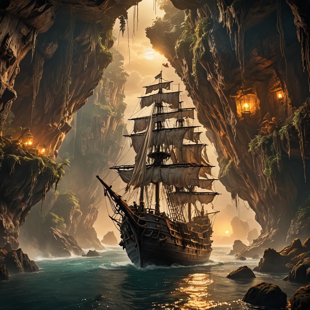 Jack Sparrow Sails Through Bioluminescent Cave