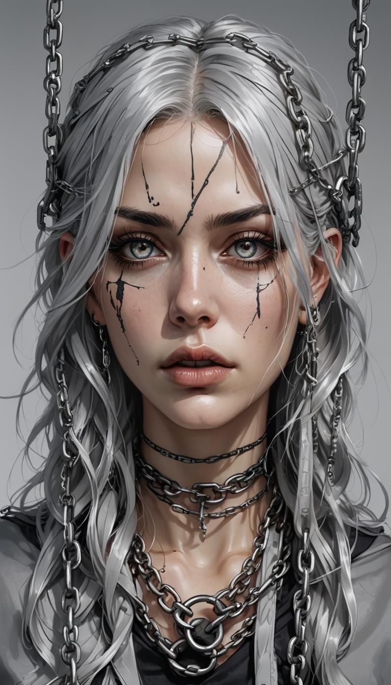 Gothic Girl in Chains: A High-Detail Image