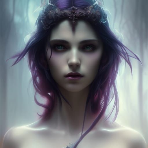 Mysterious Gothic Woman with Purple Glow