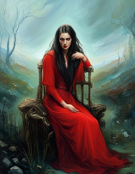 Sorrowful Goddess of Grief in Red Threads
