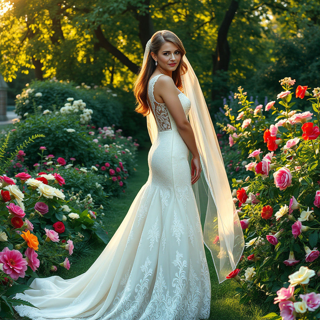 Elegant Woman in 1960s Gown, Art Nouveau Style
