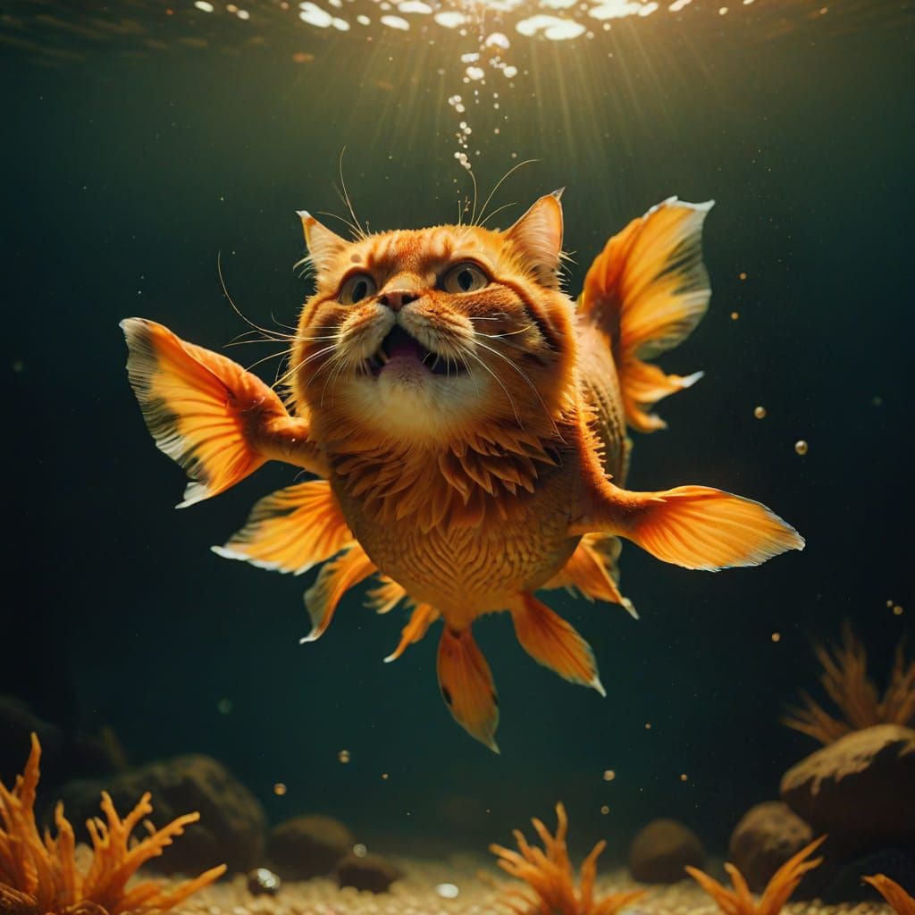 Vibrant Orange Fish Ascends to Cinematic Glory