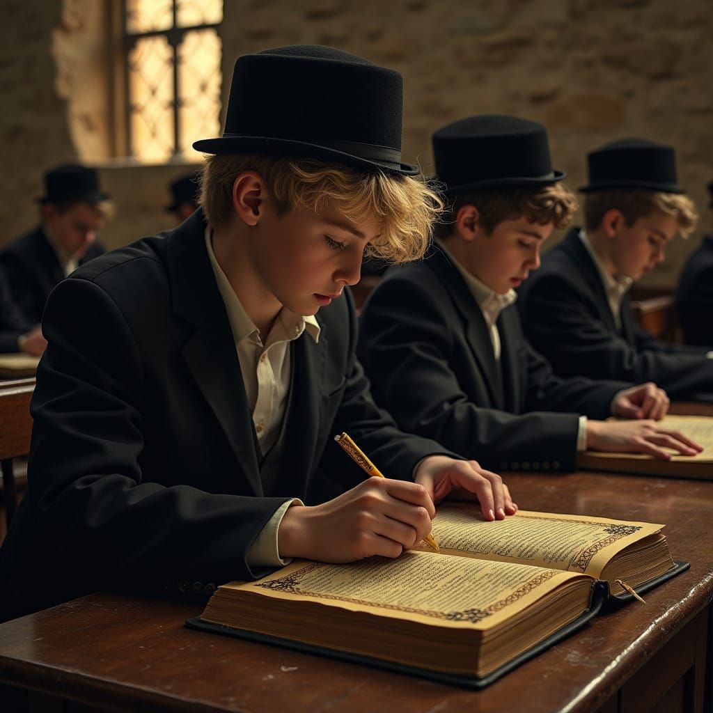 Intense Study Session in a Traditional Yeshiva