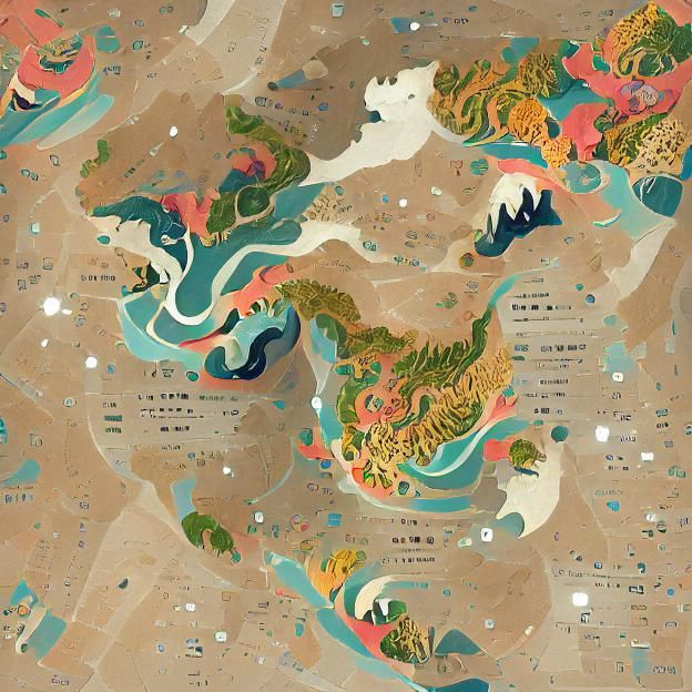 Colorful Asia Map in Flat Vector Art Style