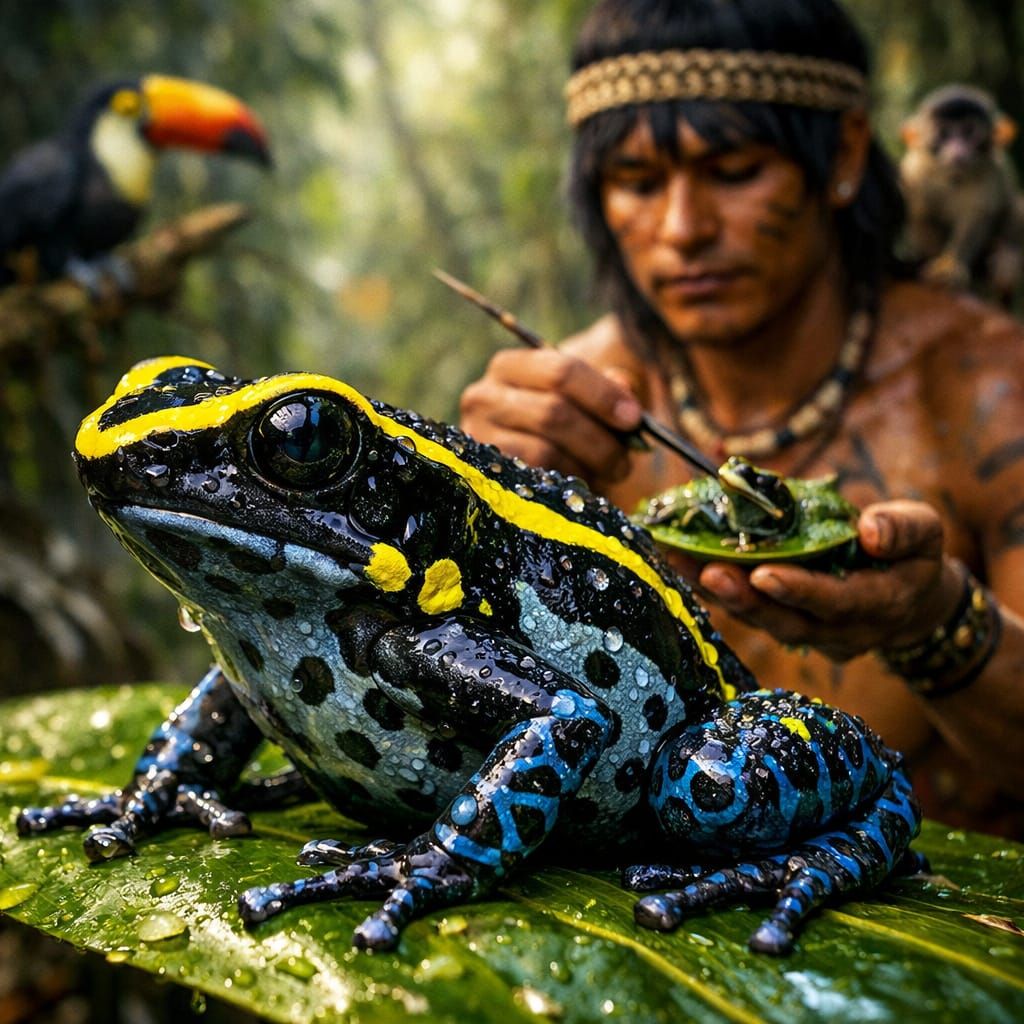 Vivid Poison Dart Frog on Rainforest Floor
