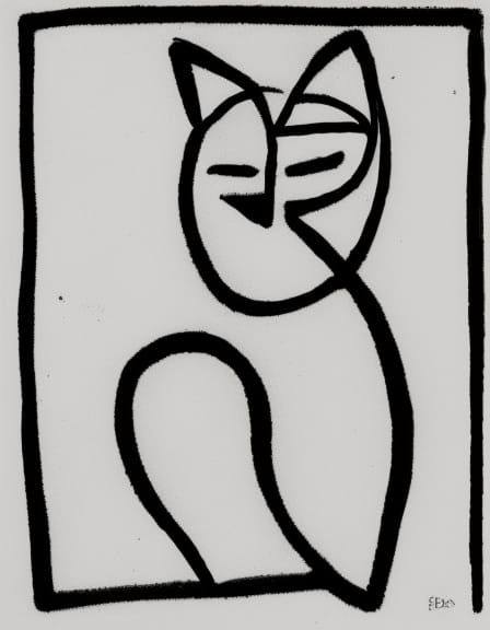 Cubist Cat: A Continuous Line Crayon Drawing