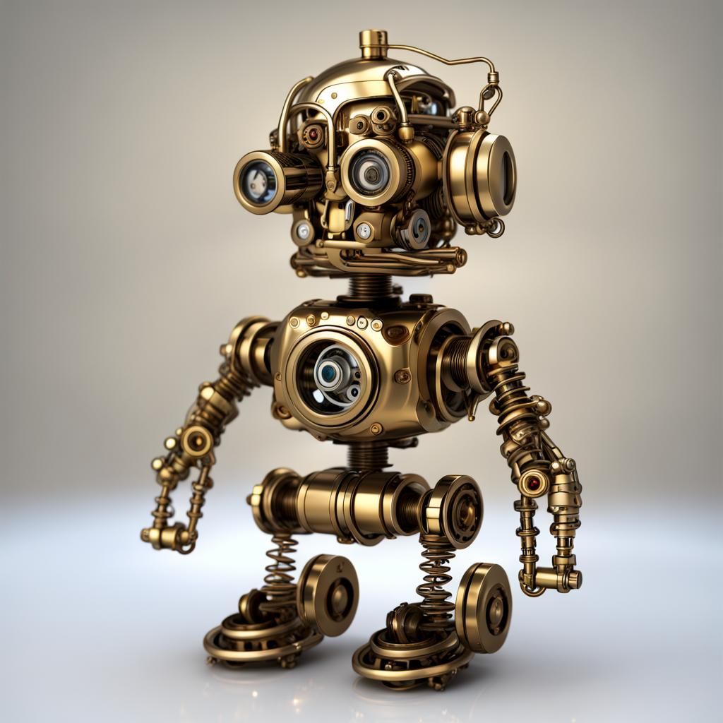 Steampunk Chibi Robot Masterpiece: Brass Gears and Wires