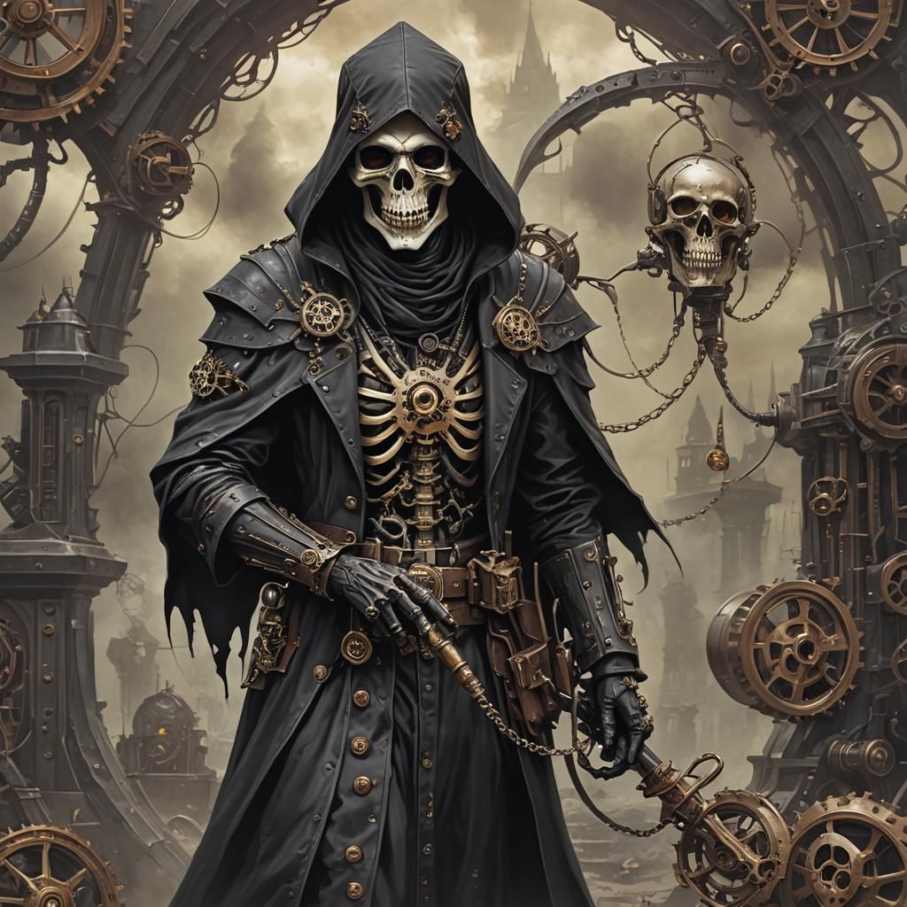 Steampunk Necromancer Grim Reaper Illustration