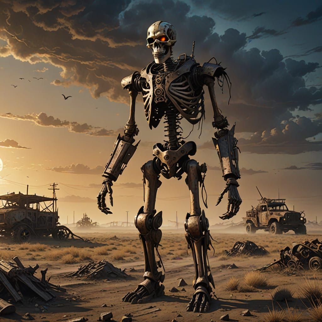 Steampunk Wanderer in Post-Apocalyptic Wasteland