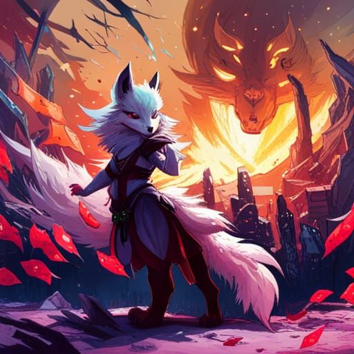 Majestic Nine-Tailed Fox Fantasy Art