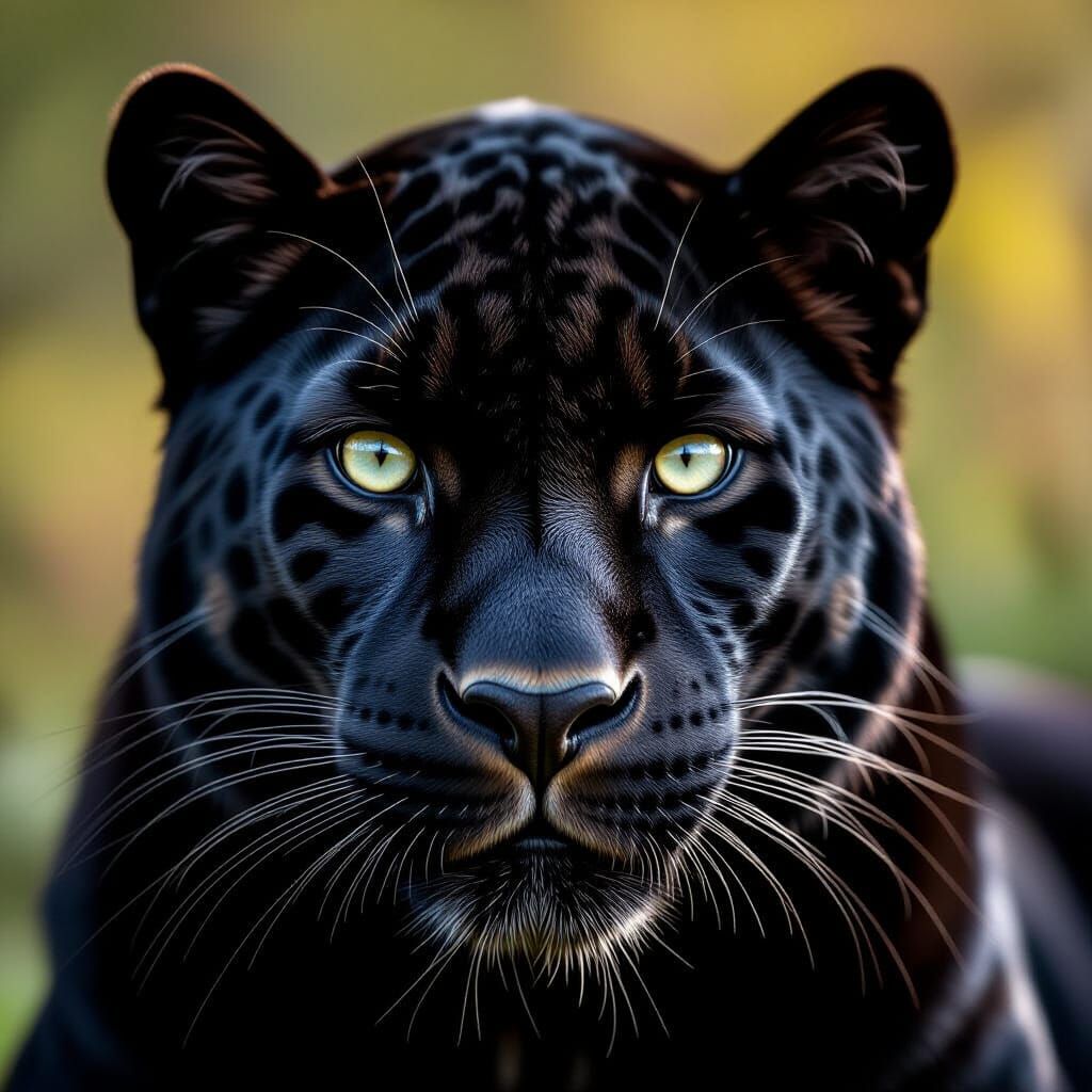 Photorealistic Black Panther Portrait, Majestic Sunlight