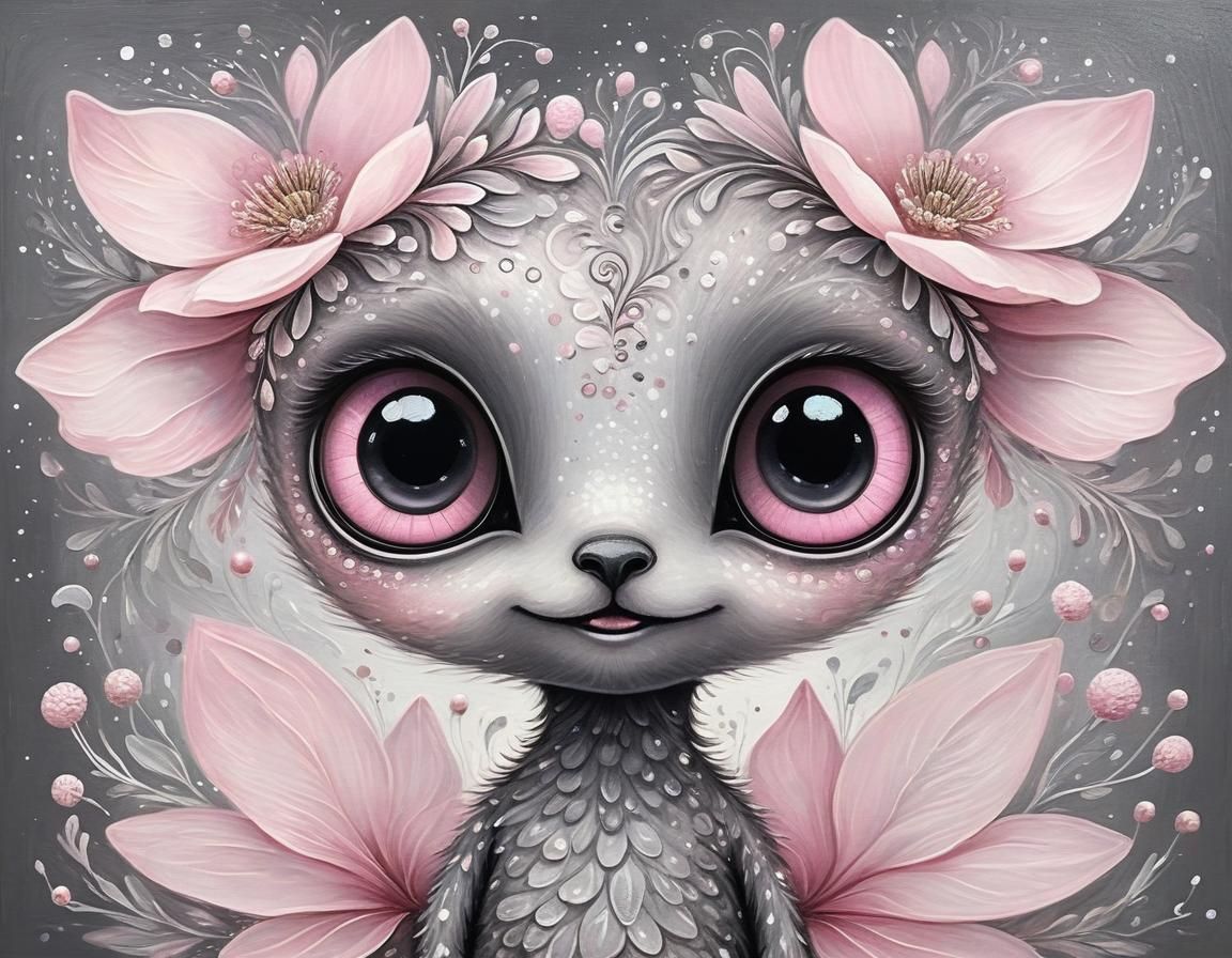 Ethereal Pink Creature: Toccara in Mixed Media