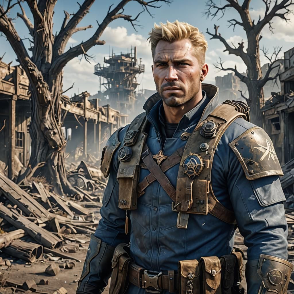 Wasteland Wanderer: Fallout Character in Matte Painting Styl...