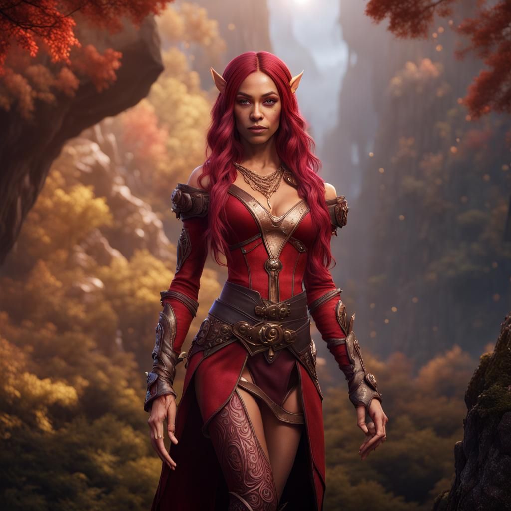 Elf Rogue Character in Detailed Matte Painting Style