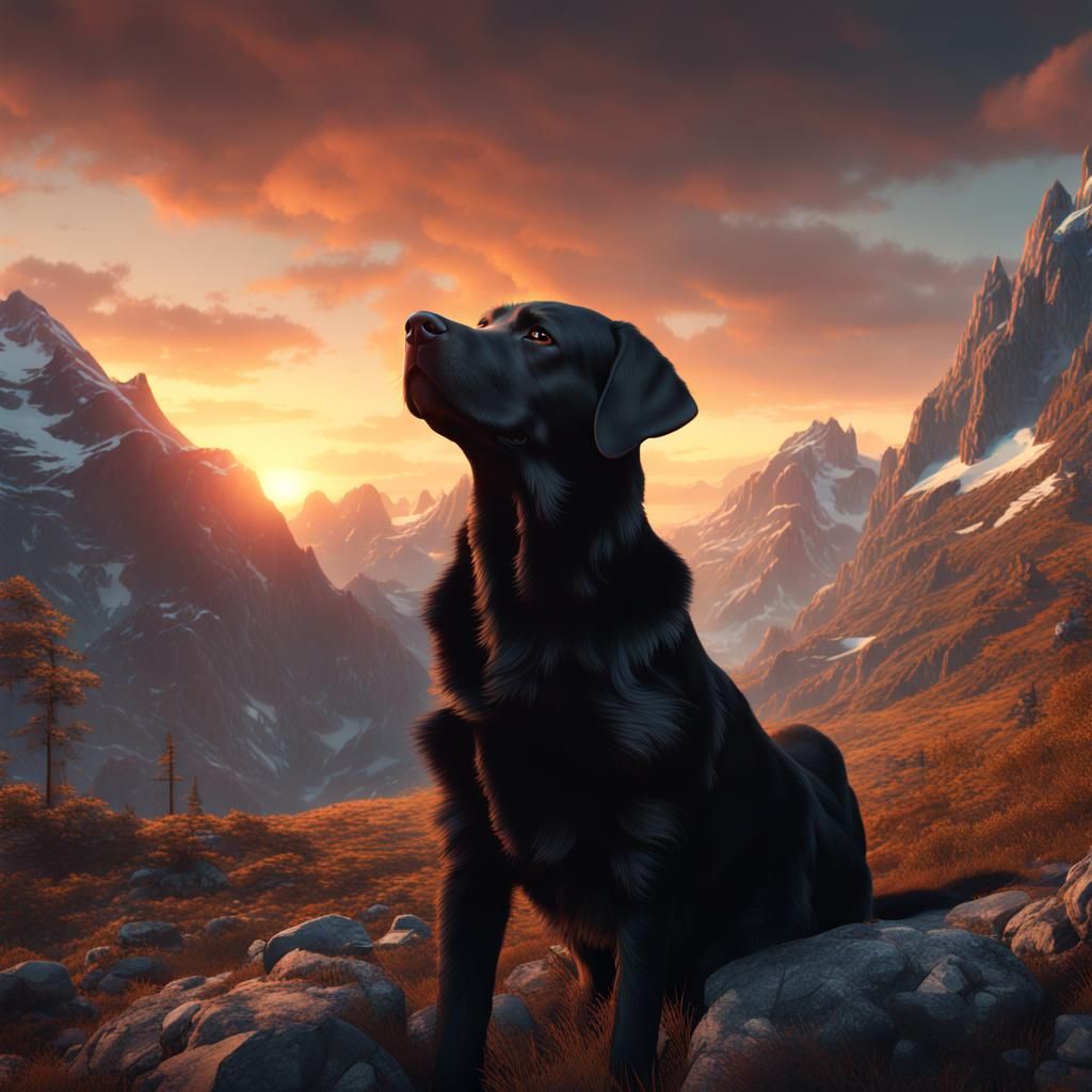 Sunset Alps Labrador: Detailed Matte Painting