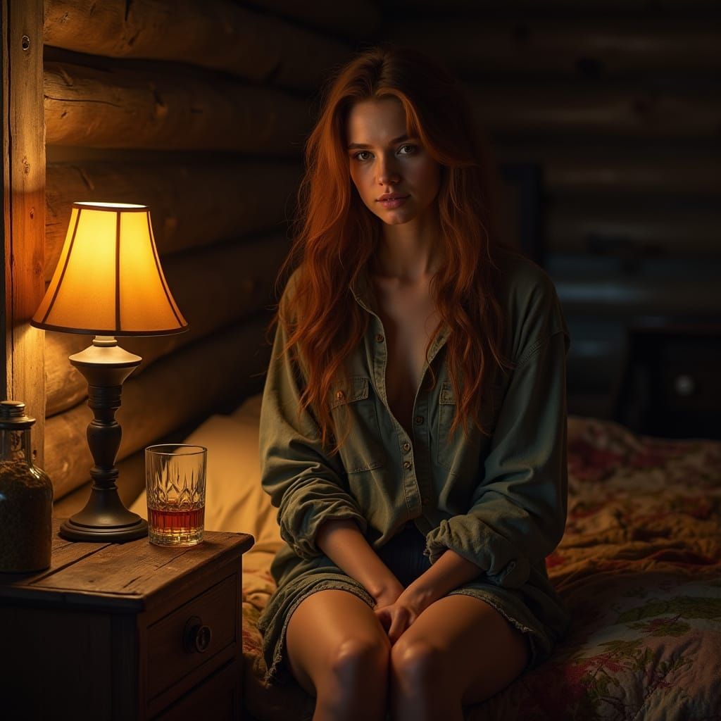 Cozy Western Frontier Woman in Golden Light