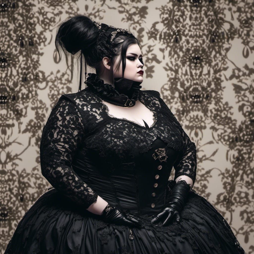 Gothic Plus-Size Woman in Straitjacket