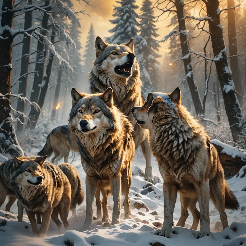 Wolves Photobombing a Magical Hair-Whitening Draught